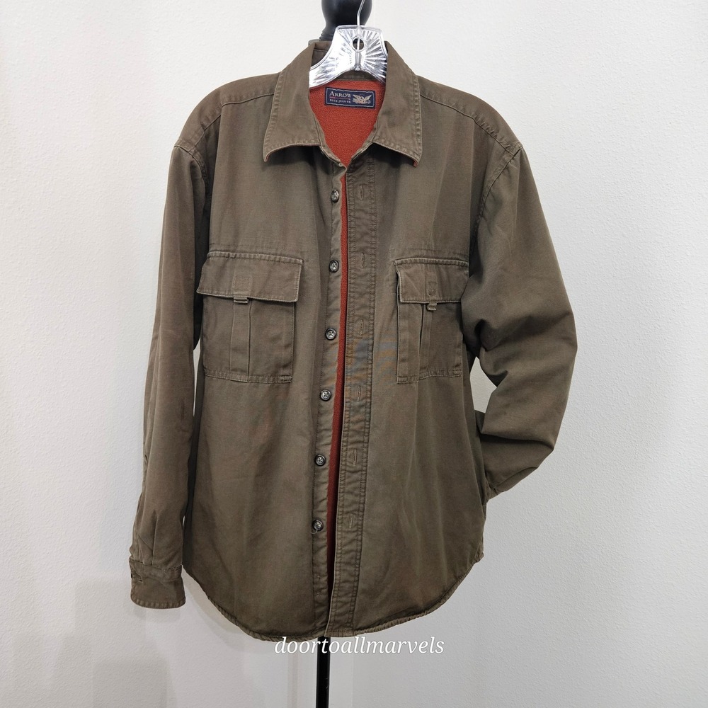 VTG Arrow Cotton Barn Jacket Fleece-Lined Utility Chore Men sz S '90s